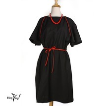 Vintage Black Dress w Red Piping Bell Sleeves and Elastic Waist Sz XL - ... - £28.69 GBP