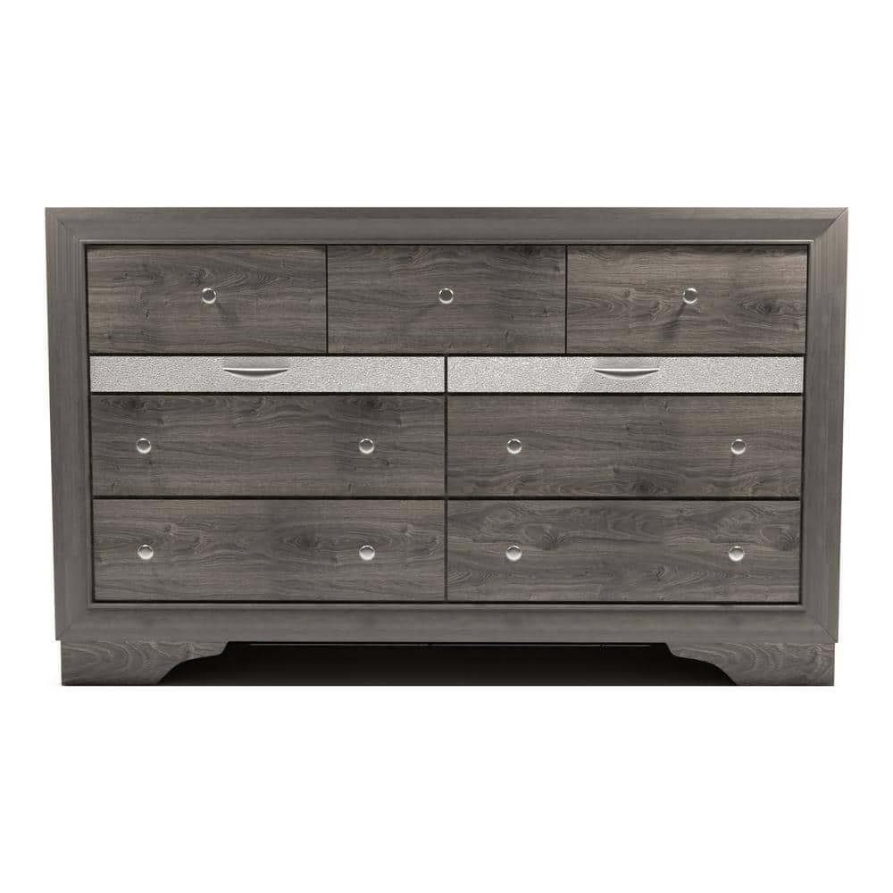 Contemporary Gray Dresser | Hidden Jewelry Drawer | Silver Accents Item image 3
