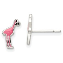 Sterling Silver Enamel Pink Flamingo Post Earrings Jewerly - £10.71 GBP