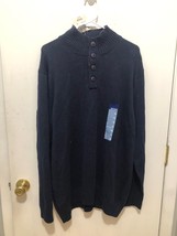 NWT Basic Editions Mock Neck Mens SZ XL Navy Blue Sweater  NEW - $10.88