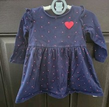 Carter&#39;s Blue Red Hearts Love Dress Size 12 Months - £15.66 GBP