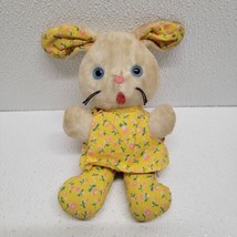 Vintage Knickerbocker Bunny Kuddles 7&quot; Plush White Bunny Rabbit Yellow Outfit - £38.15 GBP