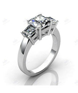 3Ct Princess Cut Moissanite Trilogy Engagement Ring 14K White Gold Over ... - £109.73 GBP