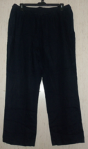 New Womens Company Ellen Tracy Navy Blue Linen Wide Leg Pull On Pant Size Xl - £29.39 GBP