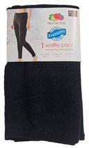 Women&#39;s Fruit Of The Loom Waffle Pant Black Size XXL/2XG (20) Thermal New - $7.91