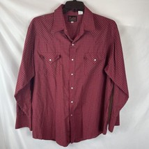 Plains Western Wear Long Sleeve Pearl Snap Shirt Men&#39;s XL Red Plaid - £7.56 GBP