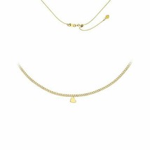 Authenticity Guarantee 
 14K Solid Yellow Gold Slanted Heart Choker Necklace ... - £477.69 GBP