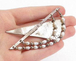 925 Sterling Silver - Vintage Petite Baroque Pearls Beaded Brooch Pin - BP2282 - $48.33