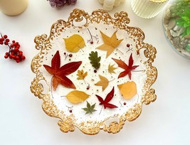 Resin bowl/Leaf Bowl/Autumn Leaves Bowl/Botanical Epoxy Bowl/Centerpiece... - £82.33 GBP