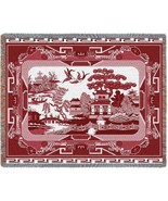 72x54 WILLOW RED China Asian Tapestry Throw Blanket - $63.36