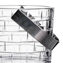 Rogaska Crystal Quoin Ice Bucket Handle Clear Grid Geometric Design Gift NEW - £93.93 GBP
