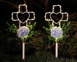 Solar Heart Garden Stake Lights 2 Pack 16 Inch with Grave Decorations fo... - £33.83 GBP