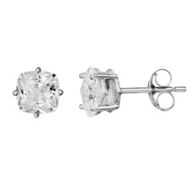 0.25Ct Amortiguador Moissanita 1 Diamante Tuerca Pendientes 14K Oro Blanco Plata - £81.60 GBP