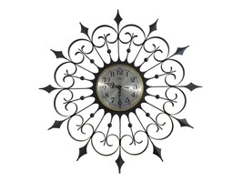 Vtg Mcm Welby Black Metal Iron Starburst Battery Wall Clock - See Details - £55.49 GBP