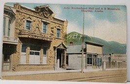 Alaska Artic Brotherhood Hall &amp; A B Mountain Skagway Vintage Postcard H8 - $4.85