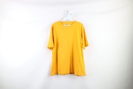 Vintage Lands End Mens Large Thrashed Blank Short Sleeve T-Shirt Yellow ... - $29.65