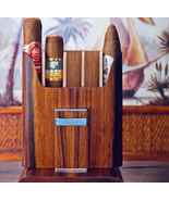 Brizard " Show Band "  5 cigar  case -Rosewood with pocket lighter USA NIB - $519.75