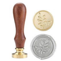 Vintage Leaf Wax Seal Stamp, Sealing Stamp With Wooden Handle &amp; Brass He... - £15.17 GBP