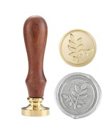 Vintage Leaf Wax Seal Stamp, Sealing Stamp With Wooden Handle &amp; Brass He... - £15.43 GBP