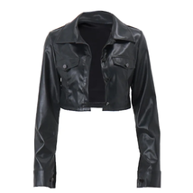 Y2K artificial leather short jacket lapel fashion cotton decorative PU coat - £14.72 GBP+