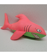 Vintage Pink Green Shark Plush Stuffed Nylon Toy 9.5&quot; - $43.55