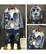 2pcs Kids Baby Boys Mickey Cartoon Denim Outfits Coat+Pants Cowboy Jacke... - $27.42 CAD