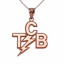 10K Solid Rose Gold Taking Care of Business In A Flash (TCB) Pendant Necklace - £159.83 GBP