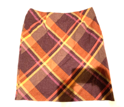 Vintage Newport News Skirt Womens 14W Plaid Wool Blend Side Slit 70s Easy Style - £14.90 GBP