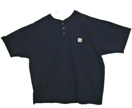 Carhartt Mens Heavyweight Short Sleeve Pocket Henley Blue T Shirt Size 2XL  - $17.77