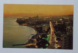 Postcard Evening View Of Kalakaua Avenue In Waikiki Hawaii Usa Beach Side - £9.27 GBP