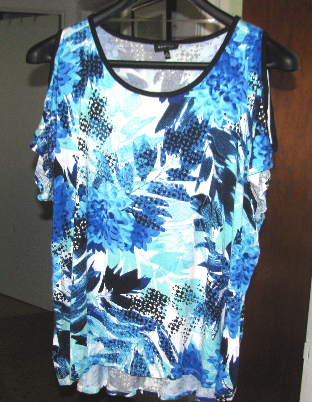 Primary image for Navy Teal Black & White Poly Top Size 1X Spense