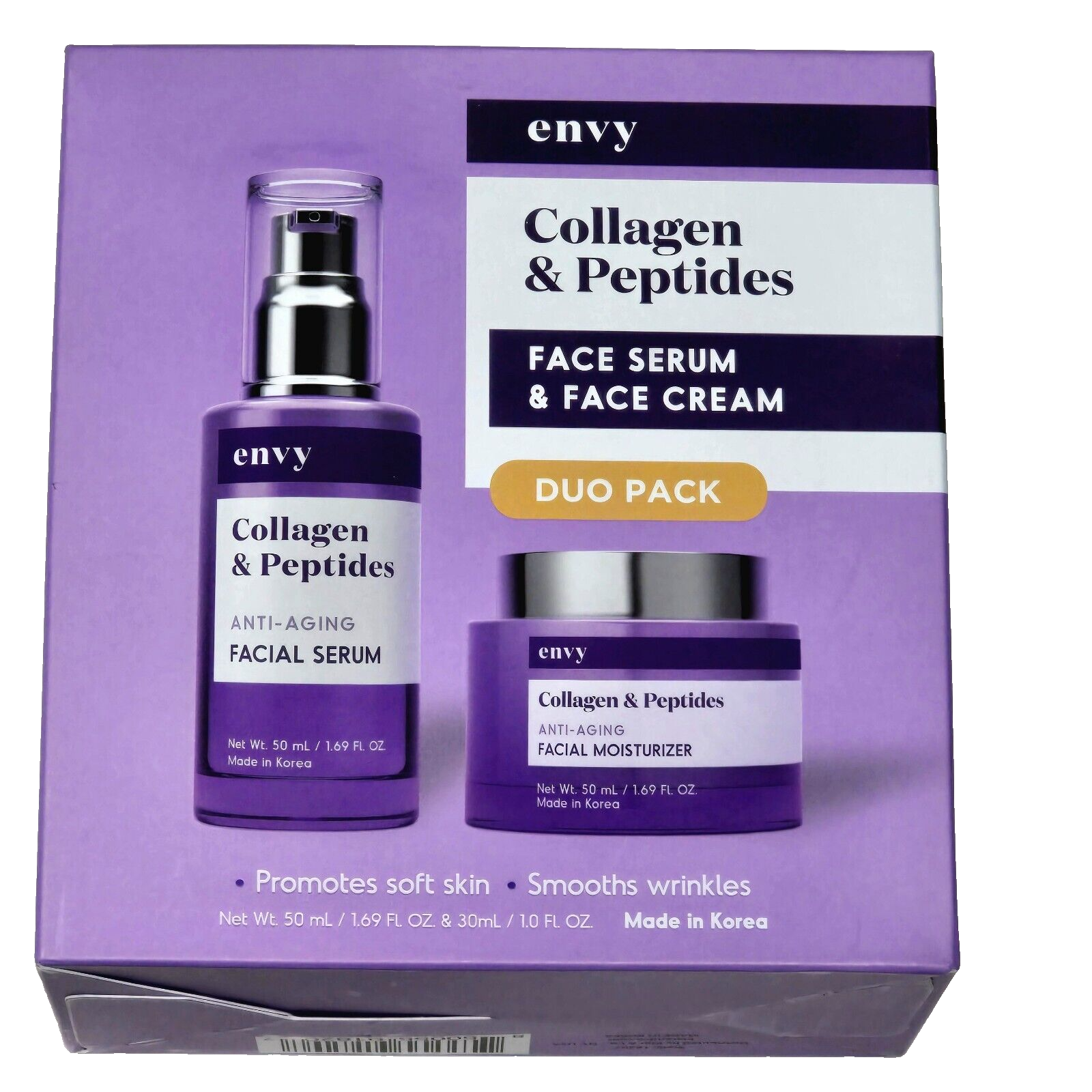 Envy Collagen &amp; Peptides Face Serum &amp; Cream Duo Pack Soft Skin - $23.99