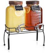 Glass Drink Dispenser for Parties 1 Gallon Beverage Dispenser with Stand... - $104.51