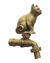 Brass Garden CAT SPIGOT Faucet Tap Vintage Water Home Decor Living Outdoor - £48.33 GBP