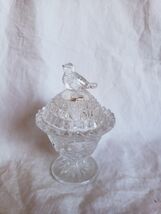 Hofbauer Byrdes Lead Crystal Clear Cut Bird Mini Round Trinket Dish Lid ... - $20.00