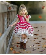 Dollcake Red Road Pink Hearts High/Low Girls Dress Sz 10 NWT - $2,678.90 MXN