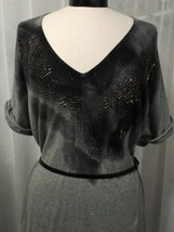 Calvin Klein Black &amp; Gray Beaded &amp; Belted Sweater Tunic Size Large New! - £24.33 GBP