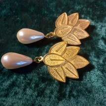 Coraline Made in USA designer runway earrings faux pearl large 3 inches by 1 1/2 - $125.00