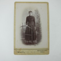 Cabinet Card Photograph Young Lady Fence Gate Heath Bradford Ohio Antique 1890s - £9.57 GBP