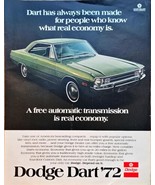 DODGE DART-Automatic Transmission Real Economy-Compact 1972 Print Ad!! - $213.44 MXN