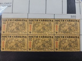 US Stamp South Carolina 1970 6c Block of 6 - £1.45 GBP