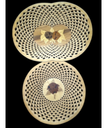 Romanian Wooden Bowls 2 Handmade Chip Carved Lace Cut Out  Flower Inlay ... - $370.60 MXN