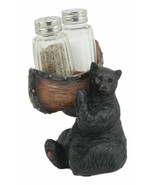 Black Bear Salt and Pepper Shakers Set 5&quot;H Papa Bear Carrying A Canoe St... - $35.99 CAD