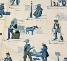 Schumacher Fabric 1.5 Yards White Blue Street Vendors 1840 English Colonial Vtg - £74.34 GBP
