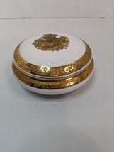 Gilded Porcelain Box Limoges France ART DECO STYLE White Gold Courting Couple - £33.08 GBP