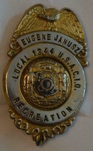 Local 1344 U.S.A,C.i.o. Recreation BADGE  Eugene Janusz 1 1/4&quot; wide  vintage - £39.84 GBP
