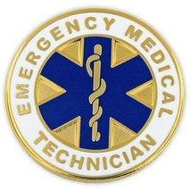 Emt Fire Emergency Medical Technician Gold Blue Star Of Life Caduceus Badge Pin - $24.99