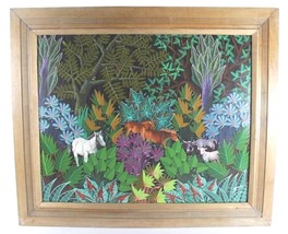 Jacques Geslin Listed Haitian Acrylic On Masonite Tropical Animals In Jungle - £1,271.97 GBP