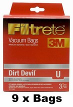 9 x NEW 3M Filtrete Micro Allergen Dirt Devil Type U Vacuum Bags 65703Q 65703A - £5.83 GBP