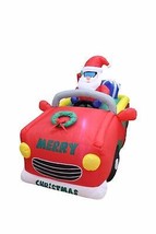 6 Foot Long Christmas Inflatable Santa Riding Car Air Blown Lawn Yard Decoration - £75.13 GBP